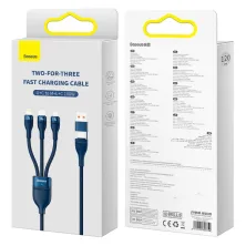 Кабель Baseus Flash Series 2 3-in-2 Fast Charging Data Cable  USB+Type-C to Lightning+Type-C+MicroUSB 100W 1.2m Синий
