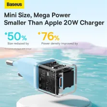 Сетевое зарядное устройство Baseus GaN5 Fast Charger 1C PD3.0 20W Type-C 3A Голубой
