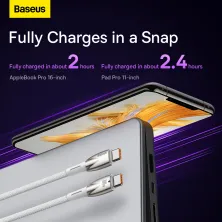 Кабель Baseus Glimmer Series Fast Charging Data Cable Type-C to Type-C 100W 20V 5A 1m Білий