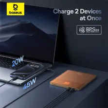 УМБ Baseus Blade Blade2 Fast-Charging Power Bank 12000mAh 65W 6A с технологией QC3.0+PD3.0 + кабель Type-C to Type-C 100W 20V/5A 1м Оранжевый