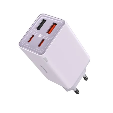 Мережевий зарядний пристрій Baseus GaN6 Pro 65W 2USB+2Type-C + кабель Baseus Type-C to Type-C 100W 20V/5A 1м Фіолетовий