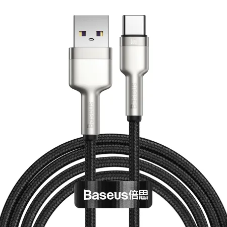 Кабель Baseus Cafule Metal Data Cable USB to Type-C 66W 11V 6A 2m Чорний