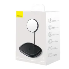 Бездротовий зарядний пристрій Baseus Swan 2in1 Magnetic з функцією MagSafe і Qi 20W та адаптером QC3.0 Чорний