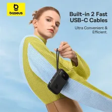 УМБ Baseus Qpow2 Dual-Cable 10000mAh 30W з технологією QC3.0+PD3.0 и 2*Type-C 30W кабелем Чорний