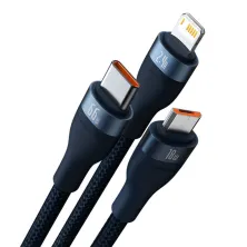Кабель Baseus Flash Series 2 3-in-1 Fast Charging Data Cable USB to Lightning+Type-C+MicroUSB 66W 1.2m Синий