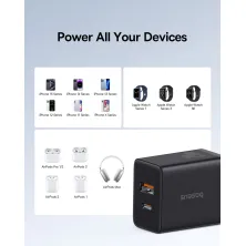 Сетевое зарядное устройство Baseus Cube Fast Charger QC3.0+PD3.0 20W USB+Type-C 3A Черный