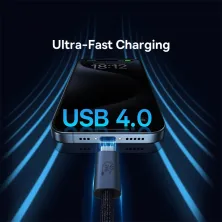 Кабель Baseus Flash 2 USB4 Series Fast Charging Data Cable Type-C to Type-C 240W 8K@60Hz 40Gbps 1.8m Черный