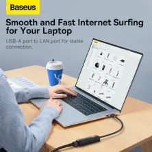 USB Переходник Baseus Lite Series Ethernet 100 Mbps Type-A to RJ45 Чорний