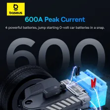 Пускозарядное устройство Бустер Baseus Super Energy Alpha Series Jump Starter 3in1 12V 6000mAh 600A с функцией Павербанка и LED фонарика Черный