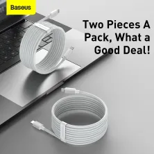Кабель Baseus Simple Wisdom Series Fast Charging Data Cable Type-C to Lightning PD 20W 1.5m Набір 2 шт Білий