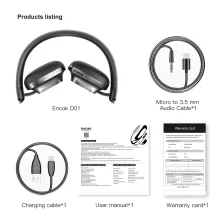 Беспроводные Bluetooth наушники Baseus Encok D01 Чёрный