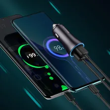 Автомобильное зарядное устройство Baseus Golden Contactor Max Dual Fast Charger Car Charger 60W 2USB Серый