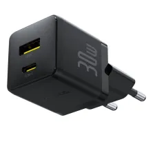 Мережевий зарядний пристрій Baseus Palm Fast Charger QC3.0+PD3.0 30W USB+Type-C 3A + Кабель Type-C to Type-C 60W 20V/3A 1м Чорний