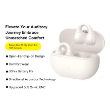Беспроводные наушники открытого типа Baseus Bass 15 Clip Open-Ear Wireless TWS Earbuds Белый