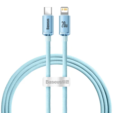 Кабель Baseus Crystal Shine Series Fast Charging Data Cable Type-C to Lightning PD 20W 1.2m Блакитний