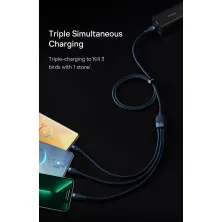Кабель Baseus Flash Series 2 3-in-1 Fast Charging Data Cable USB to Lightning+Type-C+MicroUSB 100W 1.2m Чорний
