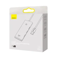 USB-хаб Baseus 4in1 Lite Series 4-Port Type-A HUB Adapter Type-A to USB3.0*4 кабель 2м Черный