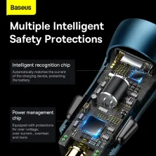 Автомобильное зарядное устройство Baseus Golden Contactor Max Dual Fast Charger Car Charger 60W 2USB Голубой