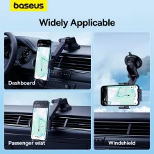 Автотримач для телефона Baseus UltraControl Go Series Clamp-Type Phone Holder Suction Cup Version на торпедо Чорний