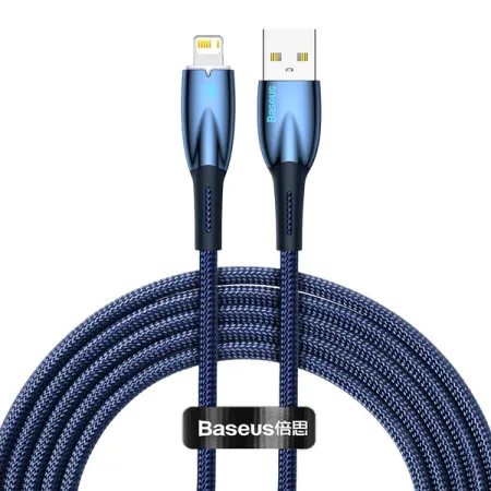 Кабель Baseus Glimmer Series Fast Charging Data Cable USB to Lightning 2.4A 2m Синій