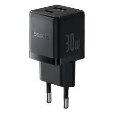 Мережевий зарядний пристрій Baseus Palm Fast Charger QC3.0+PD3.0 30W USB+Type-C 3A + Кабель Type-C to Type-C 60W 20V/3A 1м Чорний