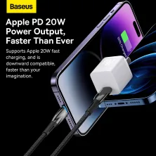 Кабель Baseus Glimmer Series Fast Charging Data Cable Type-C to Lightning PD 20W 1m Черный