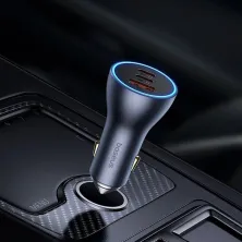 Автомобильное зарядное устройство Baseus Golden Contactor Pro GaN Fast Charging Car Charger 65W USB+2Type-C Серый