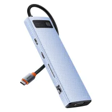 USB-хаб Baseus 11in1 Metal Gleam 11-Port Type-C HUB Adapter Type-C to USB3.0*3, USB2.0*1,Type-C(PD)*1, 4KHDMI*1, VGA, RJ45, TF, SD Сірий