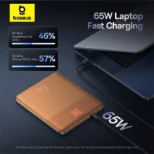 УМБ Baseus Blade Blade2 Fast-Charging Power Bank 12000mAh 65W 6A с технологией QC3.0+PD3.0 + кабель Type-C to Type-C 100W 20V/5A 1м Оранжевый
