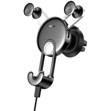 Автодержатель для телефона Baseus YY ehicle в воздуховод с зарядным кабелем Type-C 2A 1м Серебристый