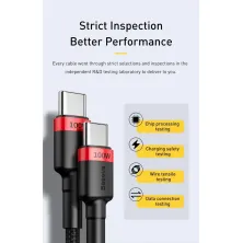 Кабель Baseus Cafule Flash Charging Data Line Cable Type-C to Type-C PD 2.0 QC 3.0 100W 20V 5A 2m Чорно-Червоний