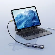 USB-хаб Baseus 7in1 UltraJoy AIR 7-Port Type-C HUB Adapter Type-C to USB3.0*2, Type-C(PD)*1, 4KHDMI, AUX, SD/TF 3.0 Серый