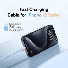 Кабель Baseus Discolor Series Fast Charging Data Cable Type-C to Type-C 100W 20V 5A 1m Блакитний