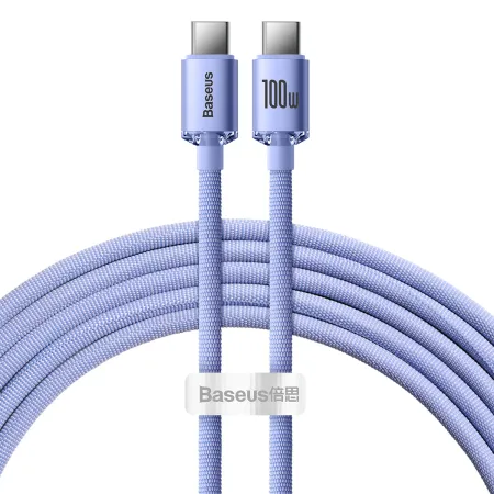 Кабель Baseus Crystal Shine Series Fast Charging Data Cable Type-C to Type-C 100W 20V 5A 2m Фіолетовий