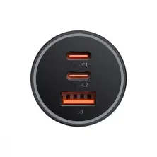 Автомобильное зарядное устройство Baseus Golden Contactor Pro GaN Fast Charging Car Charger 65W USB+2Type-C Серый