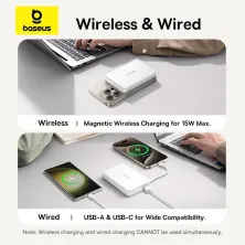 УМБ Baseus Airpow 2 Qi2 Magnetic 10000mAh 22.5W QC3.0+PD3.0 с функцией MagSafe и Qi2 15W Білий