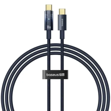 Кабель Baseus Explorer Series Auto Power-Off Fast Charging Data Cable Type-C to Type-C 100W 20V 5A 1m Синій
