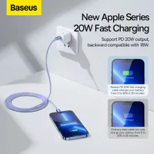 Кабель Baseus Crystal Shine Series Fast Charging Data Cable Type-C to Lightning PD 20W 2m Фіолетовий