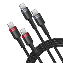 Кабель Baseus Cafule Flash Charging Data Line Cable Type-C to Type-C PD 2.0 QC 3.0 100W 20V 5A 1m Набор 2 шт Черный