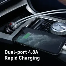 Автомобільний зарядний пристрій Baseus Digital Display 24W 2USB 4.8A Сірий