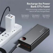 УМБ Baseus Adaman 40000mAh 22.5W з технологією QC3.0 + PD3.0 3USB+Type-C + Кабель USB to Micro Чорний