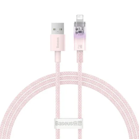 Кабель Baseus Explorer Series with Smart Temperature Control Fast Charging Data Cable USB to Lightning 2.4A 1m Рожевий