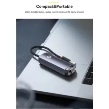 USB Переходник Baseus Lite Series Ethernet 1000 Mbps Type-A to RJ45 Серый