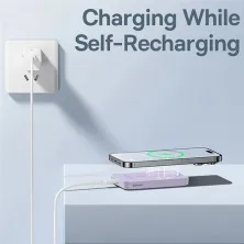 УМБ Baseus Magnetic Mini Wireless Fast Charge 2in1 5000mAh 20W 2.4A QC3.0+PD3.0 з Бездротовою зарядкою Qi 15W Фіолетовий
