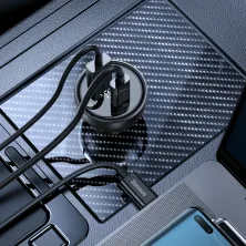 Автомобільний зарядний пристрій Baseus Digital Display PD 3.1 Dual Fast Charger Car Charger 140W USB+Type-C + Кабель Type-C to Type-C 240W 1м Чорний