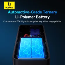 Пускозарядное устройство Бустер Baseus Super Energy Alpha Series Jump Starter 3in1 12V 6000mAh 600A с функцией Павербанка и LED фонарика Черный