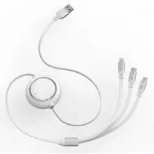 Кабель Baseus Bright Mirror Retractable 3-in-1 Fast Charging Data Cable USB to Lightning+Type-C+MicroUSB 3.5А 1.2m Белый