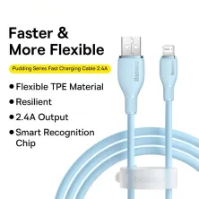 Кабель Baseus Pudding Series Fast Charging Data Cable USB to Lightning 2.4A 2m Голубой