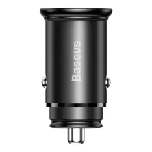 Автомобильное зарядное устройство Baseus Circular Metal PPS Quick Charger Car Charger 30W VOOC USB+Type-C Черный