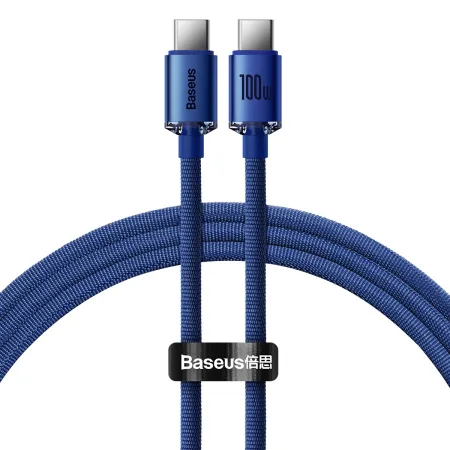 Кабель Baseus Crystal Shine Series Fast Charging Data Cable Type-C to Type-C 100W 20V 5A 1.2m Синий